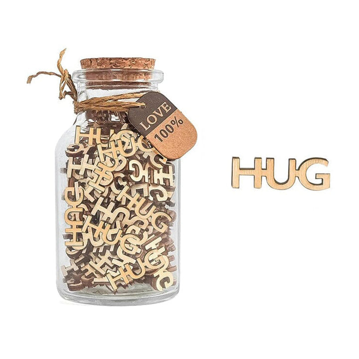 Wooden Papercut Postcard Gift in a Bottle - Jar of Hugs, Jar of F-ucks - FOFOPO