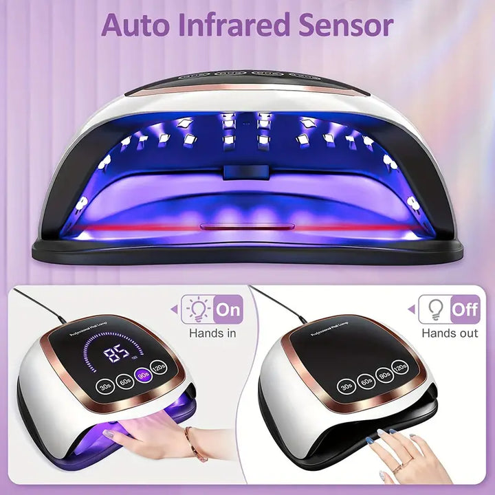 Home and Salon Nail Curing Lamp with Auto Sensor / 4 Timer Settings for Gel Polish LED Nail Dryer - FOFOPO