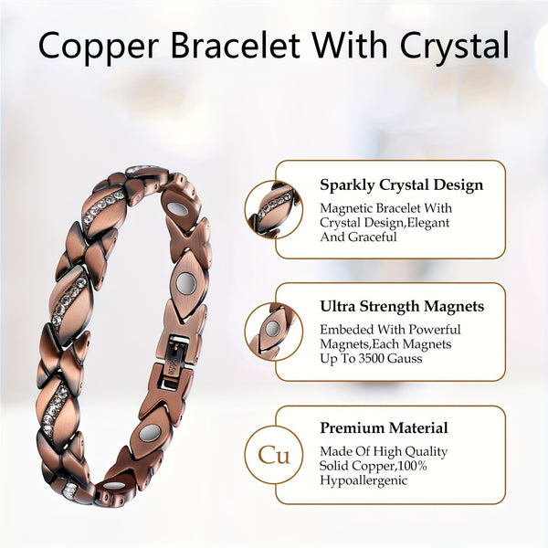 Womens 3500 Gauss Copper Magnetic Therapy Bracelet - FOFOPO