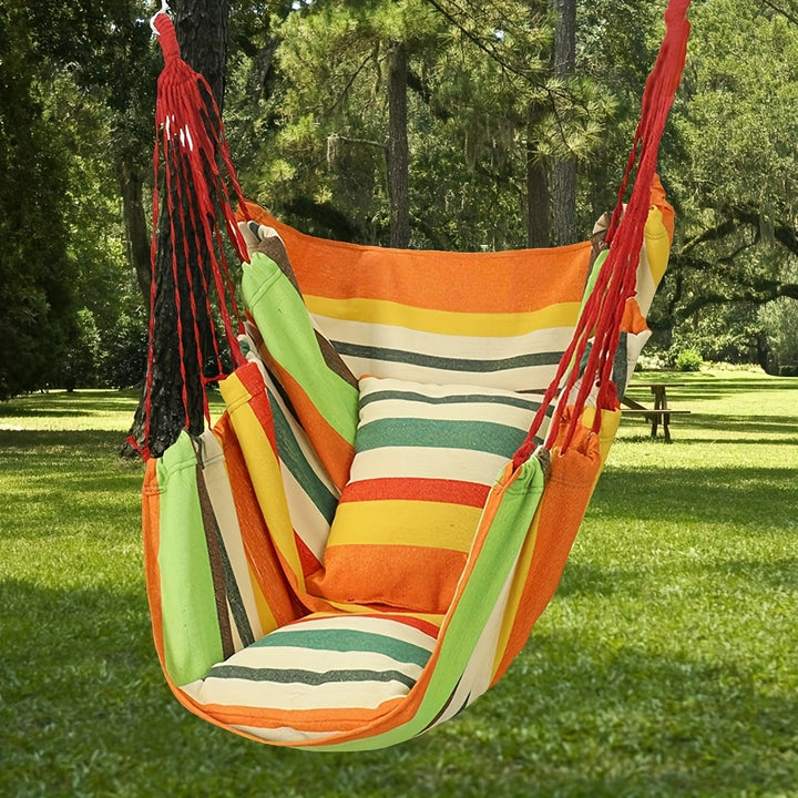 Outdoor Hammock Chair-Canvas Leisure Swing Hanging Chair With Pillow And Cushion - FOFOPO