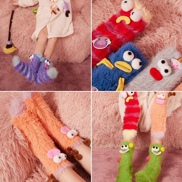 Coral Velvet Three-dimensional Quirky Socks, Cute Cartoon Wacky Novelty Socks - FOFOPO