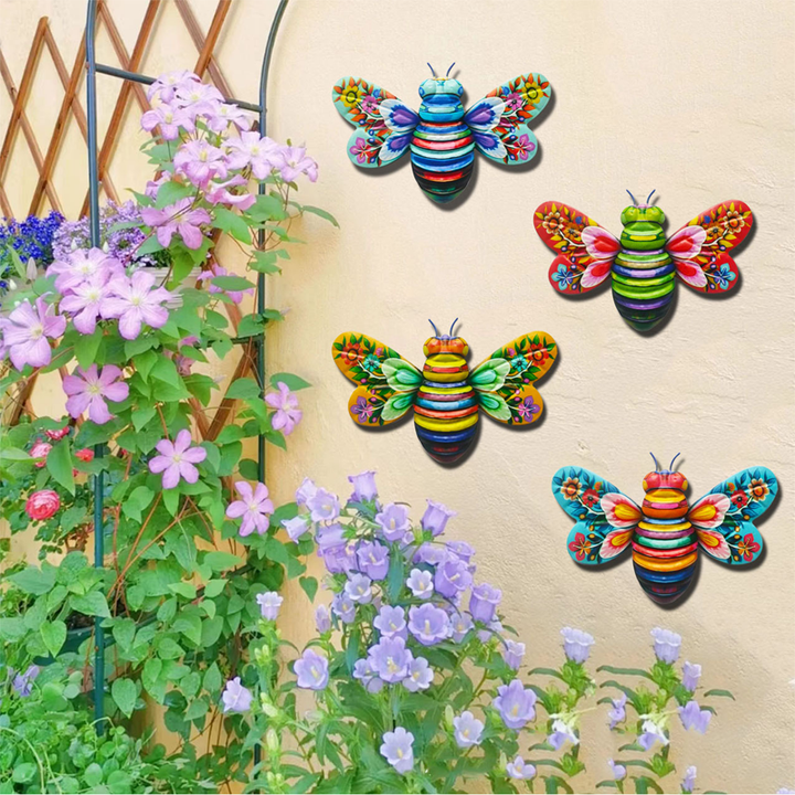 Iron Bee Art Sculpture Hanging Wall Decorations for Garden - FOFOPO