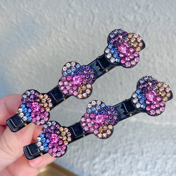 Sparkling Crystal Stone Braided Hair Clips - FOFOPO