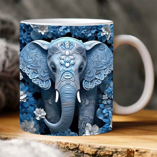 3D Elephant Flowers Mug - FOFOPO