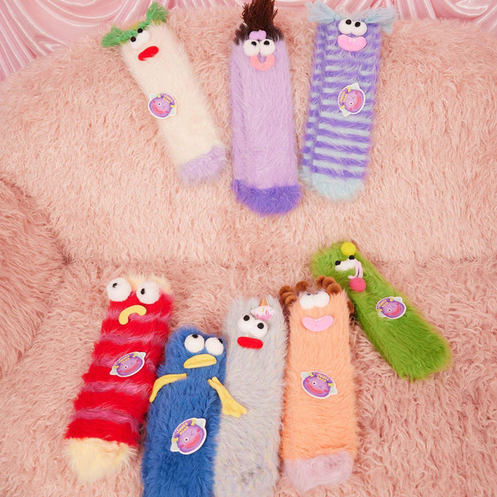 Coral Velvet Three-dimensional Quirky Socks, Cute Cartoon Wacky Novelty Socks - FOFOPO