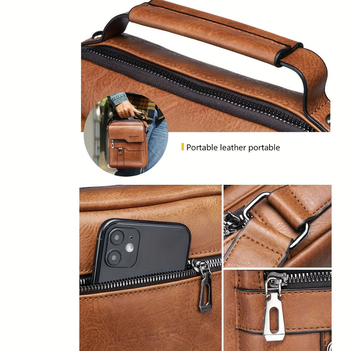 Shoulder Vintage Leather Vertical Hand Business Casual Leather Satchel Bag For Women - FOFOPO