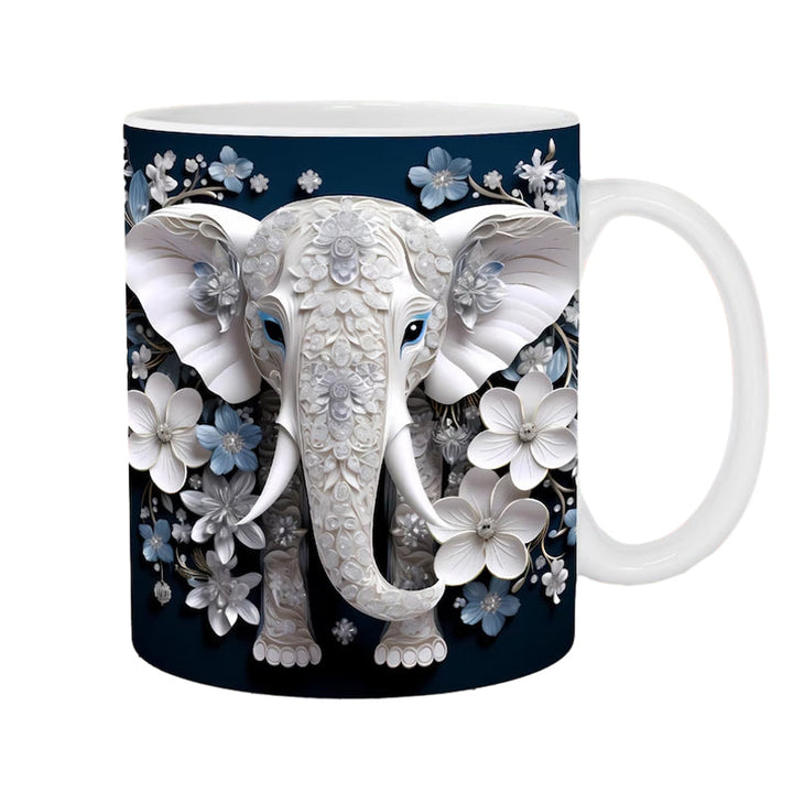 3D Elephant Flowers Mug - FOFOPO