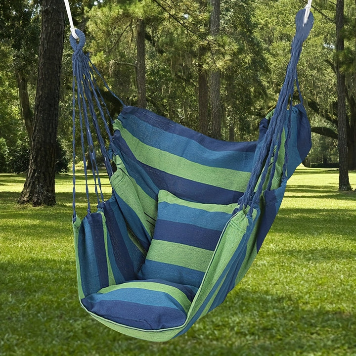 Outdoor Hammock Chair-Canvas Leisure Swing Hanging Chair With Pillow And Cushion - FOFOPO