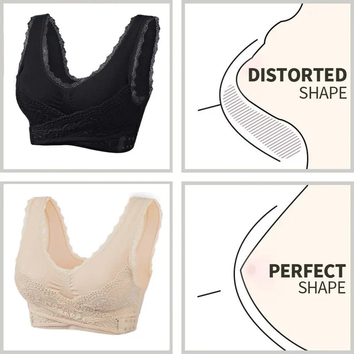 Comfy Corset Bra Front Cross Side Buckle Lace Bras - FOFOPO