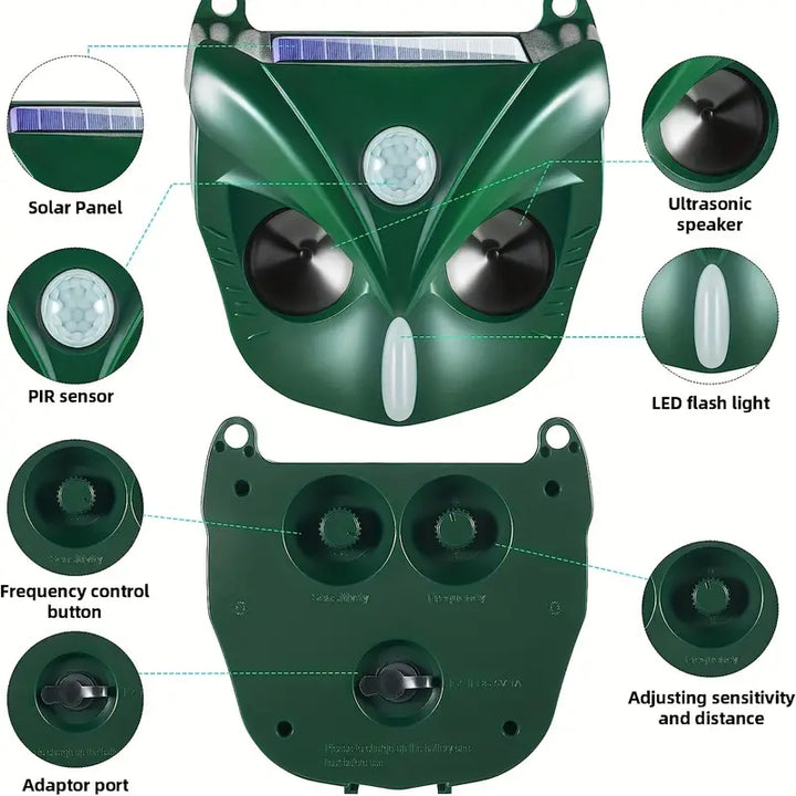 Solar-Powered Ultrasonic Animal Repellent - FOFOPO