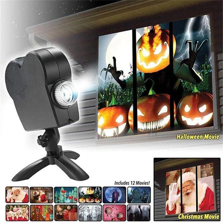 Halloween Christmas Holographic Window Projection. Window Wonderland Projector - FOFOPO