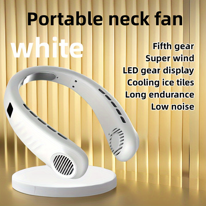 5-Speed Portable Neck Fan with Digital Display - FOFOPO