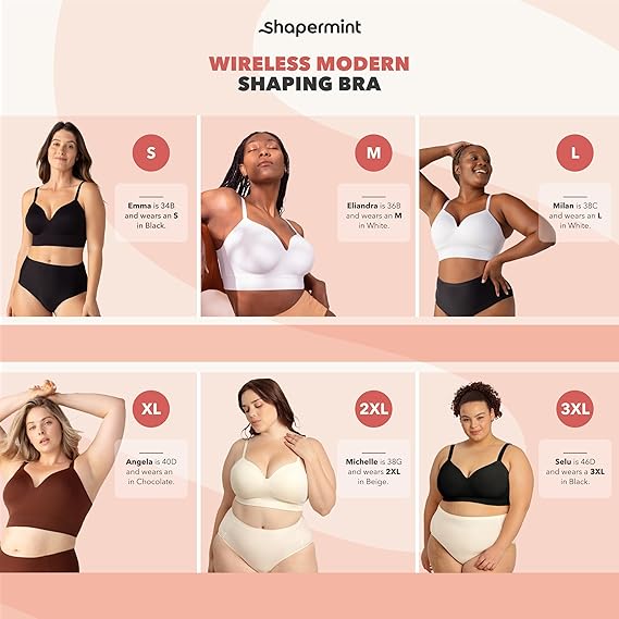 SHAPERMINT Supportive Bras for Women Full Coverage, Womens Bras Comfortable Wireless Bras with Support and Lift Everyday Bras - FOFOPO