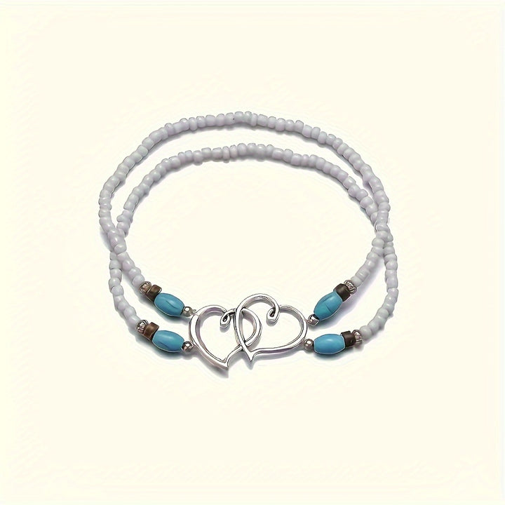 Shimmering Heartfelt Beaded Anklet Set - FOFOPO