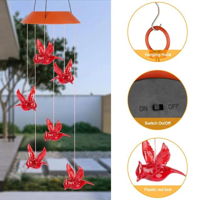 Solar Cardinal Wind Chime Light - FOFOPO