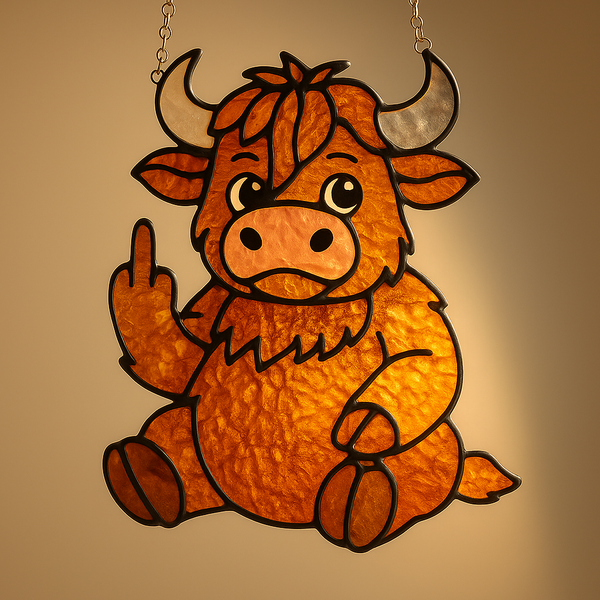 Middle Finger Highland Cattle Suncatcher