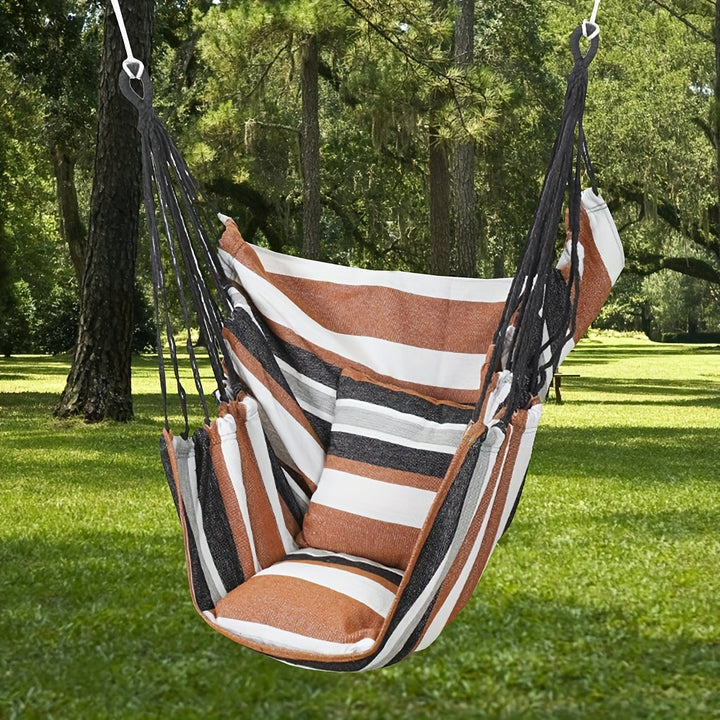 Outdoor Hammock Chair-Canvas Leisure Swing Hanging Chair With Pillow And Cushion - FOFOPO