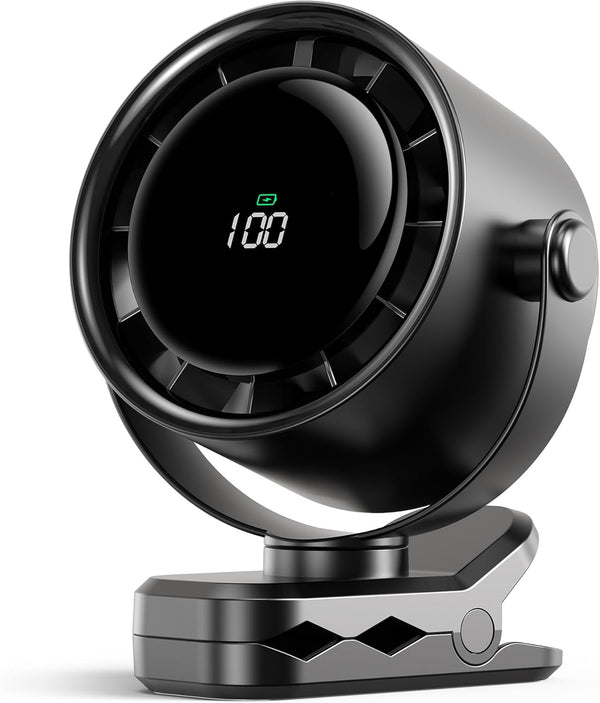 Mini powerful ultra-quiet small portable 5-speed rechargeable clip-on fan