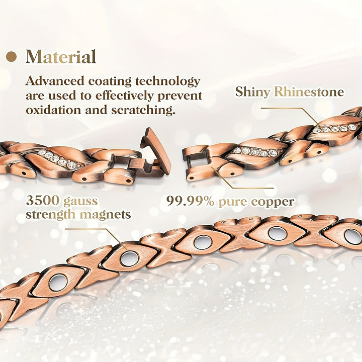 Womens 3500 Gauss Copper Magnetic Therapy Bracelet - FOFOPO