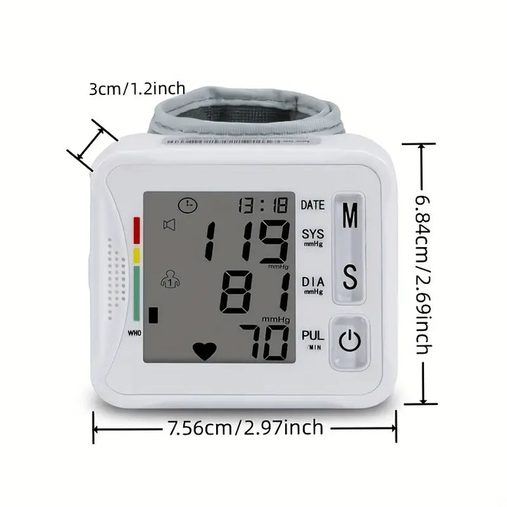 Compact Digital Wrist Blood Pressure Monitor - One-Touch, Irregular Heartbeat Indicator, Battery-Free Operation - FOFOPO