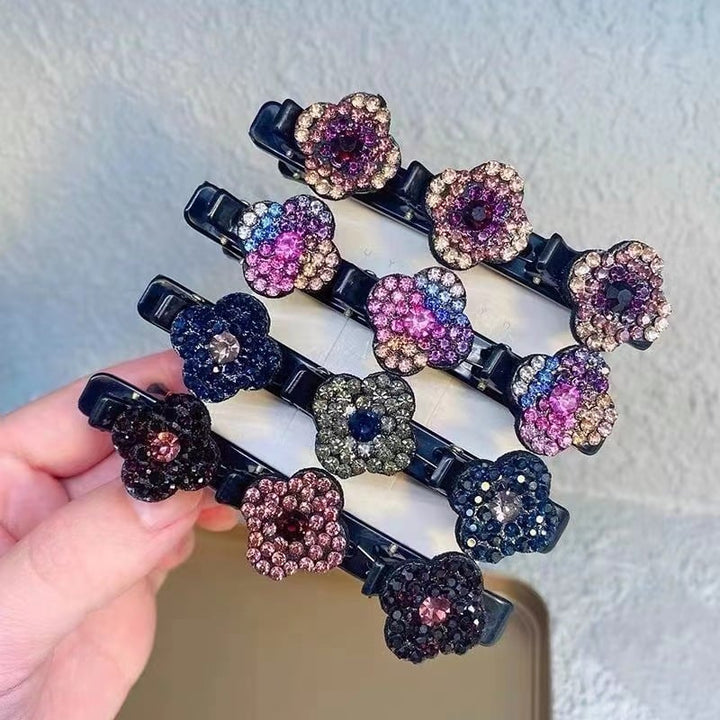 Sparkling Crystal Stone Braided Hair Clips - FOFOPO