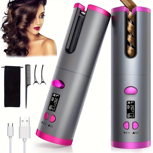 Cordless Automatic Curling Iron Quick Heating 5-Level Temperature Control - FOFOPO