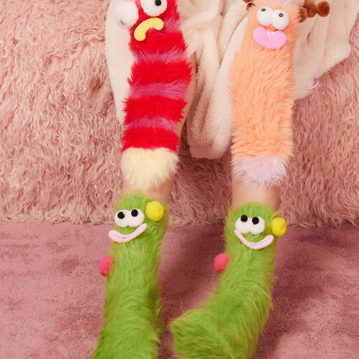 Coral Velvet Three-dimensional Quirky Socks, Cute Cartoon Wacky Novelty Socks - FOFOPO