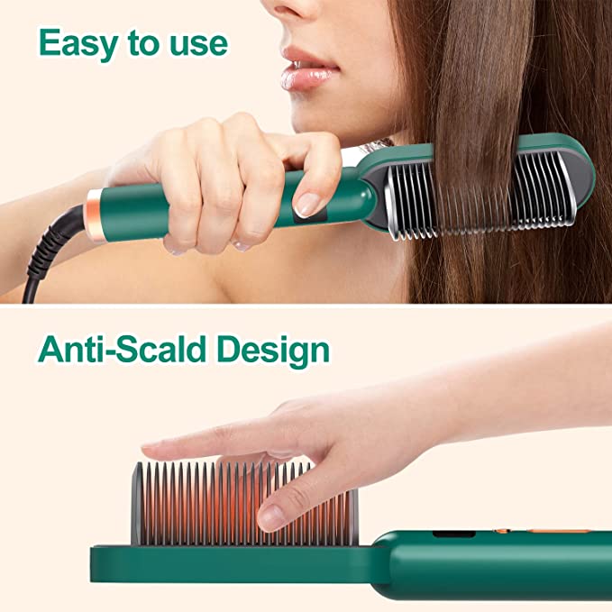 2 in 1 Negative Ion Hair Straightener Styling Comb - FOFOPO