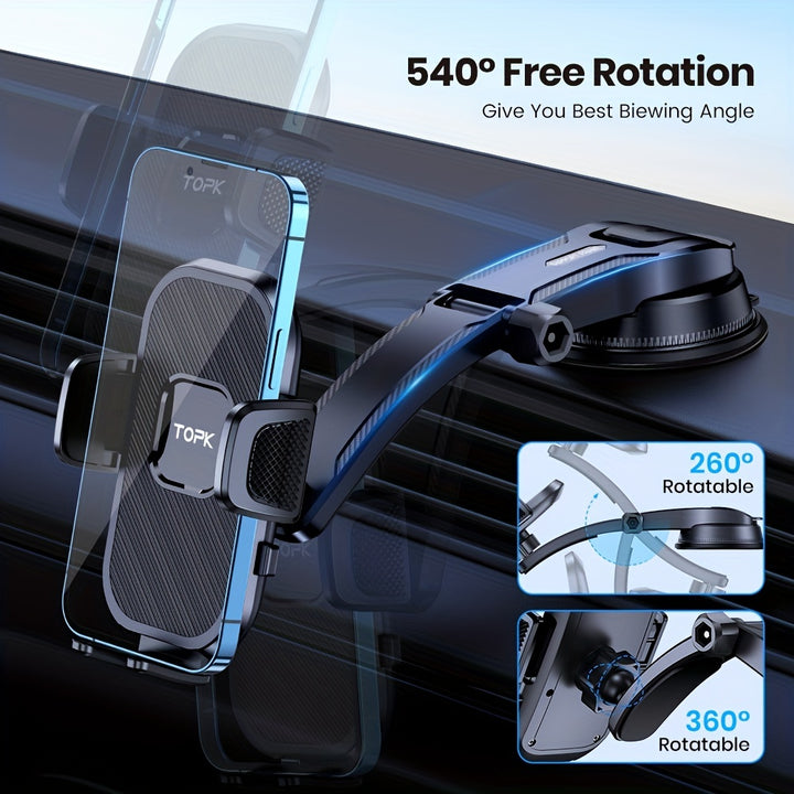 TOPK D38-C Car Phone Holder Mount, Upgraded Adjustable Horizontally And Vertically Cell Phone Holder For Car - FOFOPO