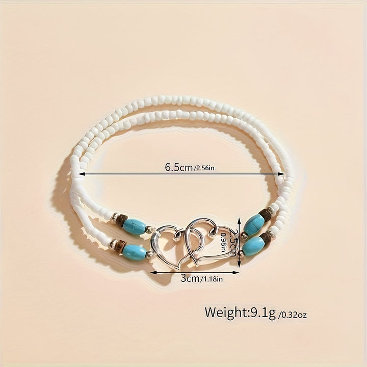 Shimmering Heartfelt Beaded Anklet Set - FOFOPO