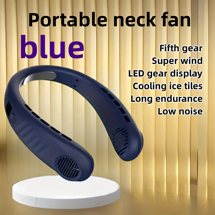 5-Speed Portable Neck Fan with Digital Display - FOFOPO