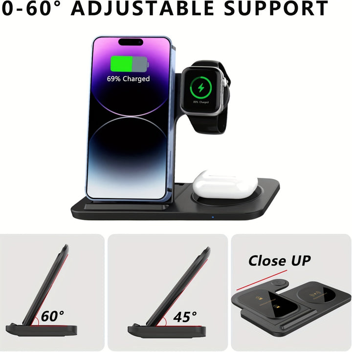 Wireless Charging Station for Multiple Devices Foldable 3 in 1 Fast - FOFOPO