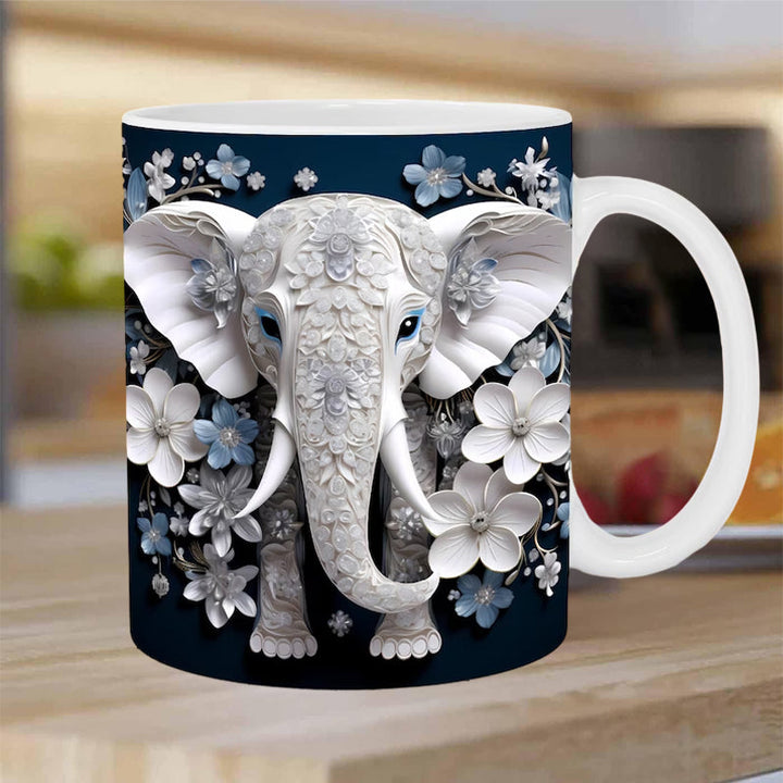 3D Elephant Flowers Mug - FOFOPO