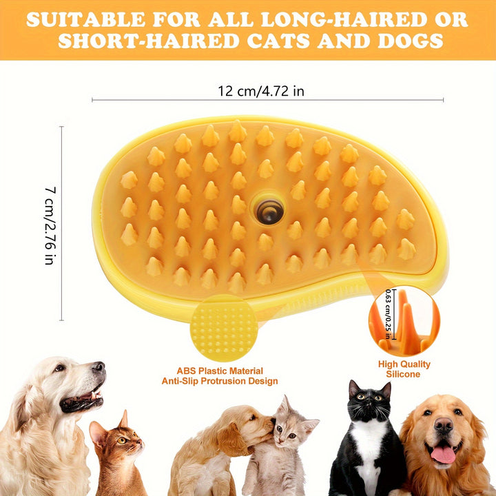 3 In 1 Steamy Cat Brush, Pet Hair Removal Brush For Cats - FOFOPO