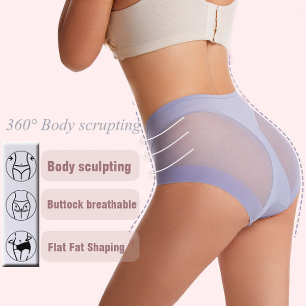 High Waist Ice Silk Seamless Shaping Briefs - FOFOPO