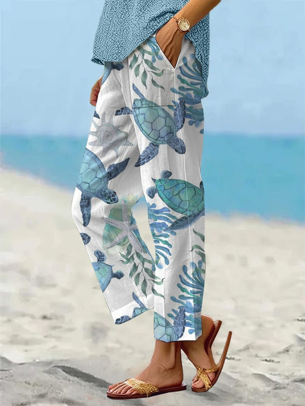 Women's Beach Vacation Loose Casual Pants (With Pockets)
