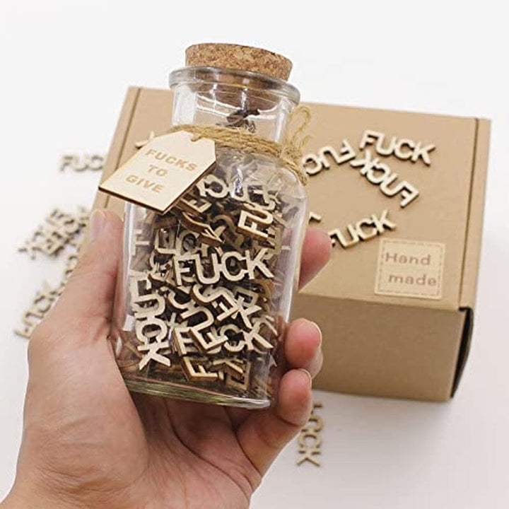 Wooden Papercut Postcard Gift in a Bottle - Jar of Hugs, Jar of F-ucks - FOFOPO