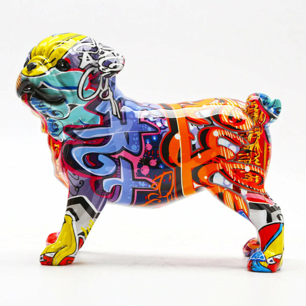 Mexican Pug Outdoor Nordic Painted Statue, Standing Graffiti