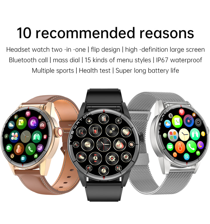 Smart Talk Heart Rate Measurement Multi Sport Mode Headset Watch Headset Watch 2 in 1 - FOFOPO