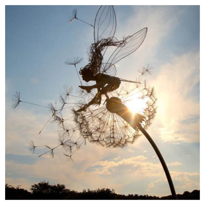 Metal Windmill Fairies And Dandelions Dance Together Metal Garden Yard Art Decor - FOFOPO