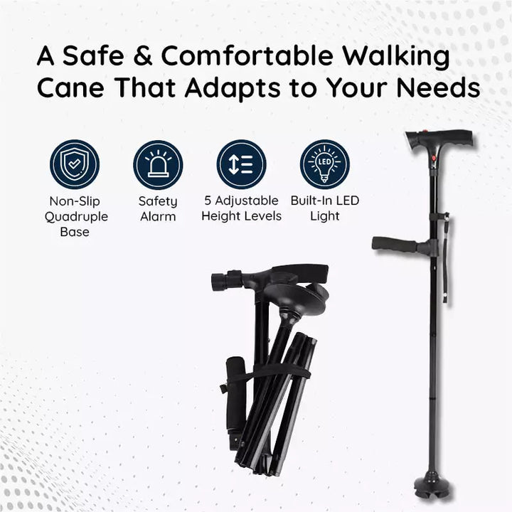 Multi-Functional Foldable LED Walking Cane - FOFOPO