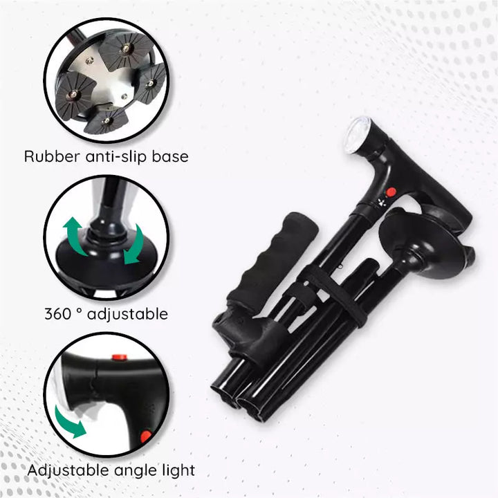 Multi-Functional Foldable LED Walking Cane - FOFOPO