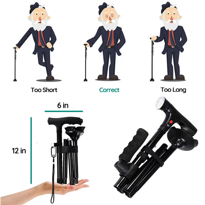 Multi-Functional Foldable LED Walking Cane - FOFOPO