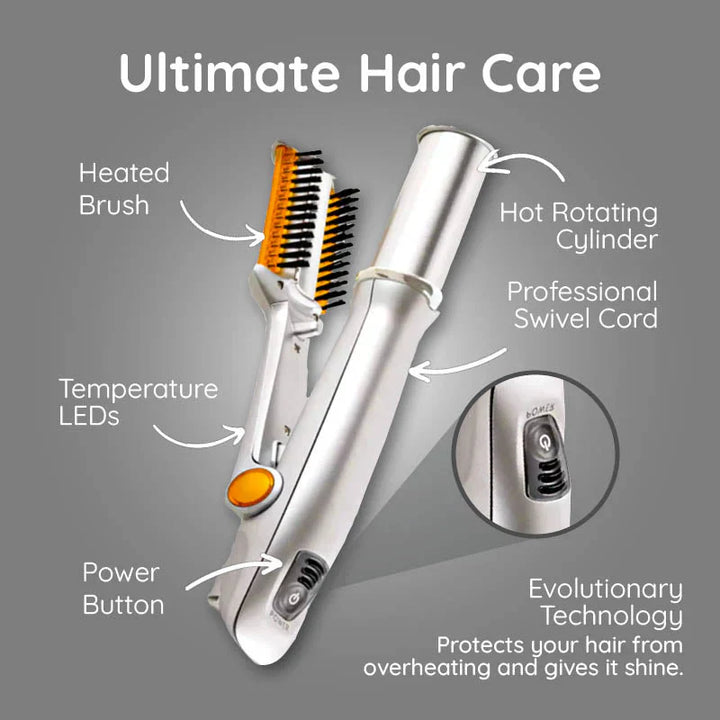 Professional 2 in 1 Rotating Iron Hair Brush - FOFOPO