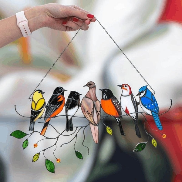 The Best Gift-Birds Stained  Window  Panel Hangings