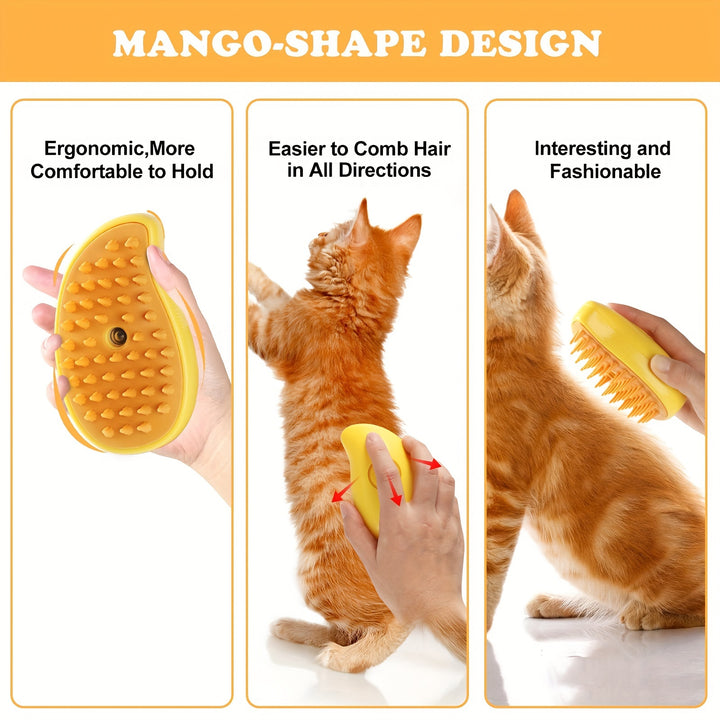 3 In 1 Steamy Cat Brush, Pet Hair Removal Brush For Cats - FOFOPO