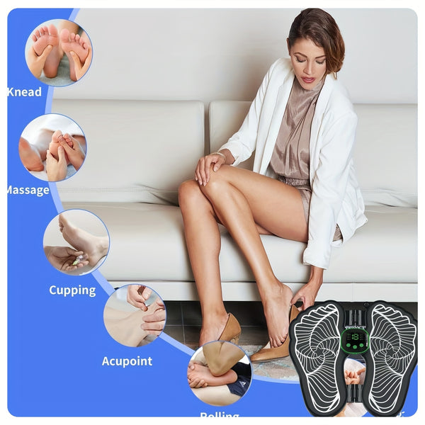 6-Mode Rechargeable Foot Massager Mat with 19 Levels - Relieves Plantar Pain, Improves Circulation, and Relaxation - FOFOPO