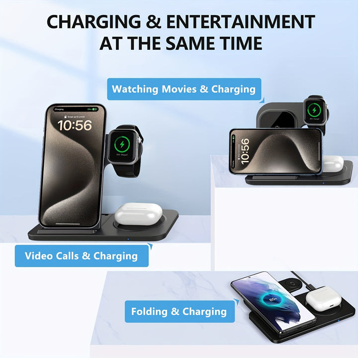 Wireless Charging Station for Multiple Devices Foldable 3 in 1 Fast - FOFOPO