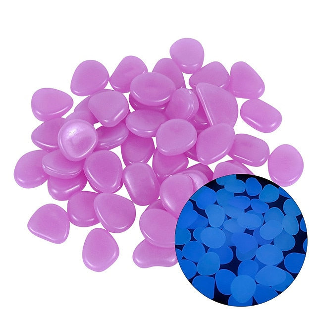 100Pcs Garden Decor Luminous Stones Glow In Dark Decorative Pebbles Pebble Rocks Outdoor Fish Tank Aquarium Decorations - FOFOPO