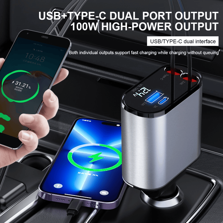 Fast Charge Retractable Car Charger - FOFOPO